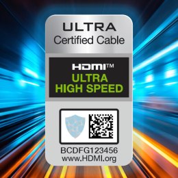 Mocny wytrzymały kabel HDMI 2.1 8K / 4K / 2K w oplocie 2m - srebrny