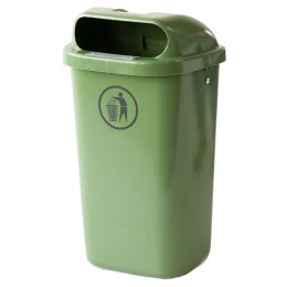 Kosz uliczny miejski pojemnik na śmieci na słupek lub ścianę DIN 50L - zielony