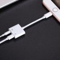 Adapter przejściówka rozdzielacz słuchawkowy iPhone Lightning - Lightning 3.5mm mini jack biały
