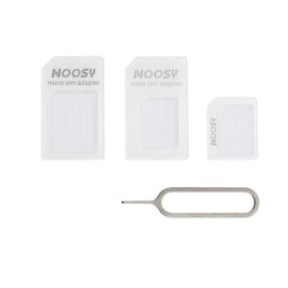 Zestaw adapterów do kart nano micro SIM Noosy + kluczyk biały