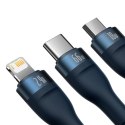 3w1 Kabel przewód do szybkiego ładowania USB-A do USB-C microUSB Lightning 66W 480Mb/s 1.2m niebieski