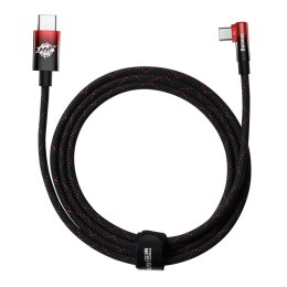 Kątowy kabel przewód z bocznym wtykiem MVP Elbow PD USB-C 100W 5A 2m czerwony