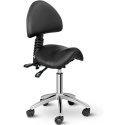 Krzesło kosmetyczne siodłowe z oparciem obrotowe regulowane BERLIN - czarne