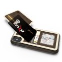 Zizo Nebula Wallet Case - Skórzane etui iPhone X z kieszeniami na karty + saszetka na zamek + szkło 9H na ekran (Dark Brown/Brow