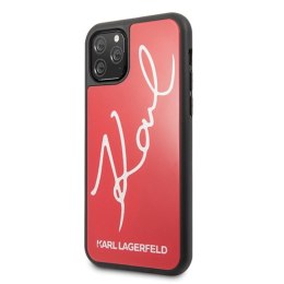 Karl Lagerfeld Double Layers Tempered Glass Glitter Signature Case - Etui iPhone 11 Pro Max (czerwony)