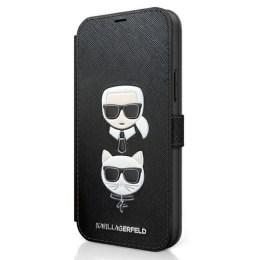 Karl Lagerfeld Booktype Saffiano Karl & Choupette Heads - Etui iPhone 12 mini (czarny)