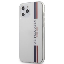 US Polo Assn Shiny Tricolor Stripes - Etui iPhone 12 Pro Max (biały)