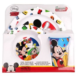 Mickey Mouse - Zestaw naczyń do mikrofali (talerzyk, miska, kubek 265 ml) (biały)
