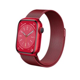 Crong Milano Steel - Pasek ze stali nierdzewnej do Apple Watch 38/40/41 mm (czerwony)