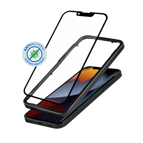 Crong Anti-Bacterial 3D Armour Glass - Szkło hartowane 9H na cały ekran iPhone 14 / iPhone 13 / iPhone 13 Pro + ramka instalacyj