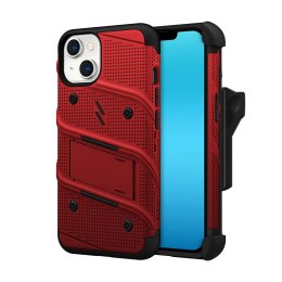 ZIZO BOLT Series - Pancerne etui iPhone 14 ze szkłem 9H na ekran + uchwyt z podstawką (czerwony)