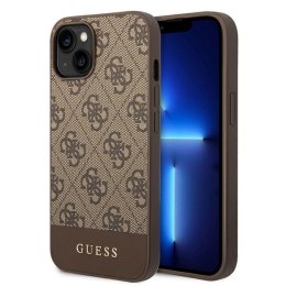 Guess 4G Bottom Stripe Metal Logo Collection - Etui iPhone 14 Plus (brązowy)
