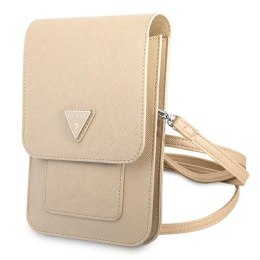Guess Wallet Saffiano Triangle Logo Phone Bag - Torba na smartfona i akcesoria (Beige)