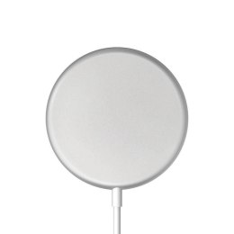 Crong MagSpot Wireless Charger - Aluminiowa ładowarka indukcyjna MagSafe 15W (Silver White)
