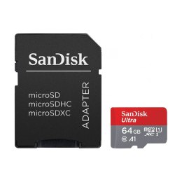 SanDisk Ultra microSDXC - Karta pamięci 64 GB A1 Class 10 UHS-I 140 MB/s z adapterem