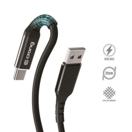 Crong Armor Link - Kabel 60W 3A USB-A do USB-C Fast Charging 25cm (czarny)