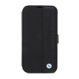 BMW Booktype Leather Textured & Stripe - Etui iPhone 14 Pro Max (czarny)