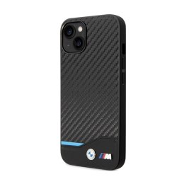 BMW Leather Carbon Blue Line - Etui iPhone 13 (Czarny)