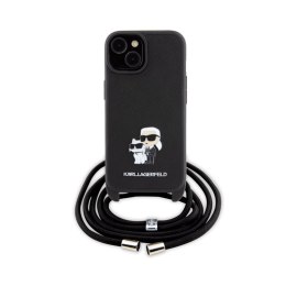 Karl Lagerfeld Crossbody Saffiano Metal Pin Karl & Choupette - Etui iPhone 15 (czarny)