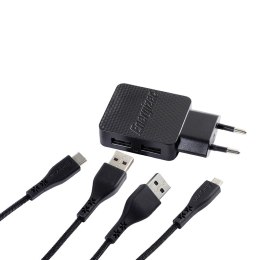 Energizer HardCase - Kompaktowa ładowarka sieciowa 2x USB-A + Kabel USB-C & Micro USB (Czarny) dożywotnia gwarancja