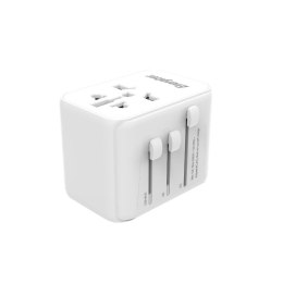Energizer Ultimate - Ładowarka / Adapter podróżny EU / US / AU / UK + 2x USB-A & USB-C certyfikat MFi (Biały)