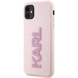Karl Lagerfeld 3D Rubber Glitter Logo - Etui iPhone 11 (Różowy)