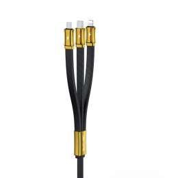 WEKOME WDC-140 King Kong - Kabel połączeniowy 3w1 USB-A do Lightning + USB-C + Micro USB Fast Charging 1.5 m (Czarny)