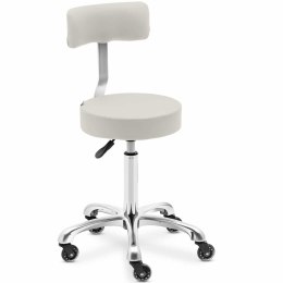 Krzesło taboret hoker kosmetyczny z oparciem na kółkach do 150 kg WELLS beżowy