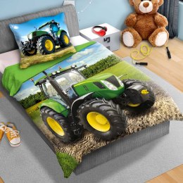 Pościel bawełna 140x200+1p70x90 Traktor zielony
