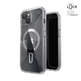 Speck Presidio Lux Grip ClickLock & Magsafe - Etui iPhone 15 / iPhone 14 / iPhone 13 (Clear / Platinium Glitter / Chrome Finish 