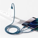 3w1 kabel przewód uniwersalny USB - Lightning / USB-C / micro USB 3.5A 1.5m niebieski