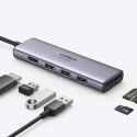 6w1 wielofunkcyjny HUB USB-C - 3x USB HDMI 4K czytnik kart SD i TF szary