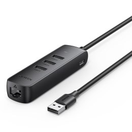 Adapter przejściówka rozdzielacz USB - Ethernet RJ45 3x USB czarny