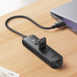 Adapter przejściówka rozdzielacz USB - Ethernet RJ45 3x USB czarny