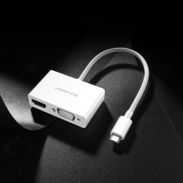 Przejściówka adapter konwerter video USB-C - HDMI VGA biały