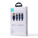 3w1 kabel przewód USB - USB-C / Lightning / micro USB 3.5 A 1.2m niebieski