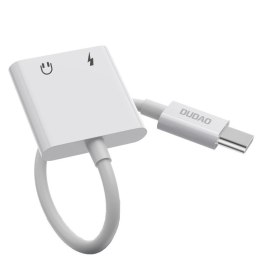 Adapter przejściówka rozdzielacz słuchawkowy USB-C - USB-C + 3,5 mm mini jack biały
