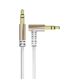 Kątowy kabel przewód audio AUX mini jack 3.5mm 1m biały