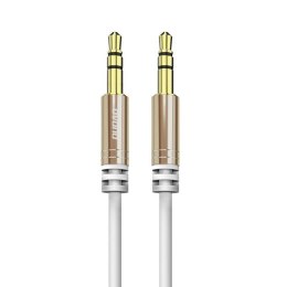Rozciągliwy kabel przewód audio AUX mini jack 3.5mm sprężynka 150cm biały