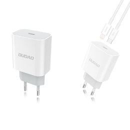Szybka ładowarka sieciowa EU USB-C PD + przewód Lightning do iPhone 1m biały