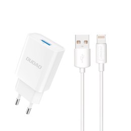 2w1 Ładowarka sieciowa USB QC3.0 12W + kabel do iPhone Lightning 1m biały