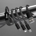 3w1 Kabel przewód uniwersalny do ładowania USB-C microUSB Lightning 1,2m czarny