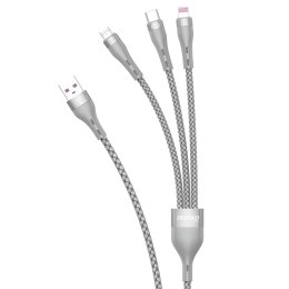 3w1 kabel przewód USB - Lightning microUSB USB-C 65W 1,2m szary