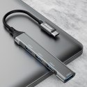 Adapter rozdzielacz HUB z gniazda USB-C na 4x USB czarny szary