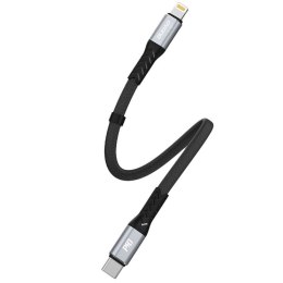 Kabel przewód płaski krótki do iPhone USB-C - Lightning L10P PD 20W 23cm czarny
