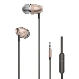 Słuchawki dokanałowe zestaw słuchawkowy ze złączem 3,5 mm mini jack złoty