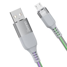 Świecący podświetlany kabel LED USB - micro USB 5A 1m szary