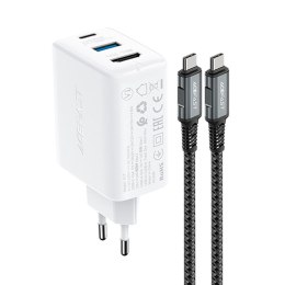 2w1 Ładowarka sieciowa z kablem USB-C + przejściówka adapter USB-C - HDMI 4K biały