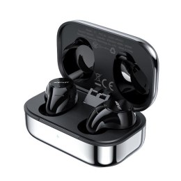 Gamingowe słuchawki bezprzewodowe dokanałowe TWS Bluetooth 5.2 wodoodporne IPX4 srebrny