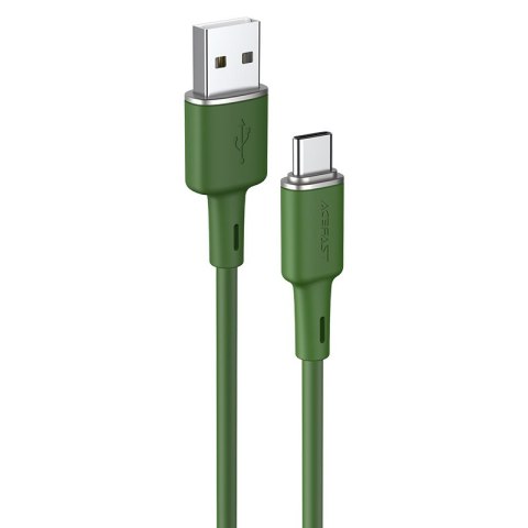 Kabel przewód USB - USB-C 3A 1.2m zielony oliwkowy